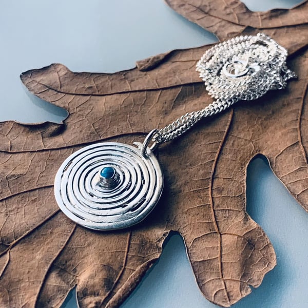 Recycled Sterling Silver Spiral Topaz Pendant 