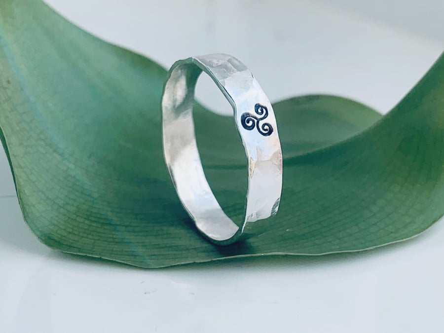 Recycled Sterling Silver Handmade Triskele Ring