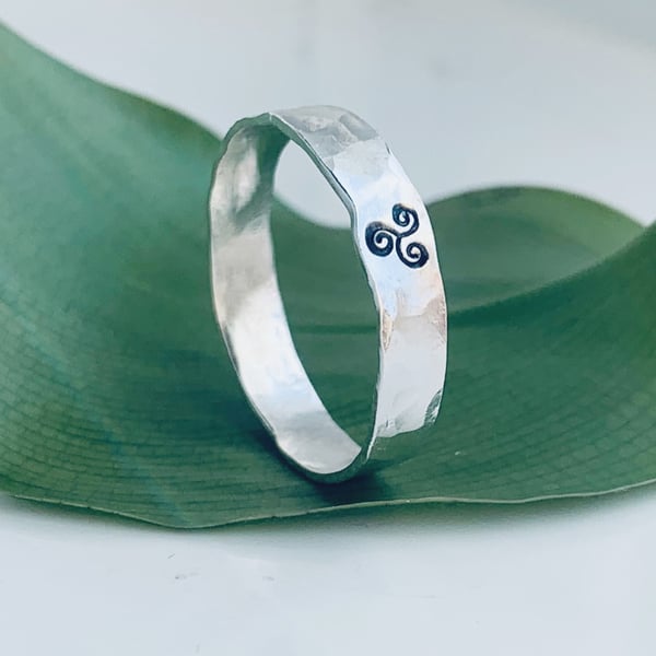 Recycled Sterling Silver Handmade Triskele Ring