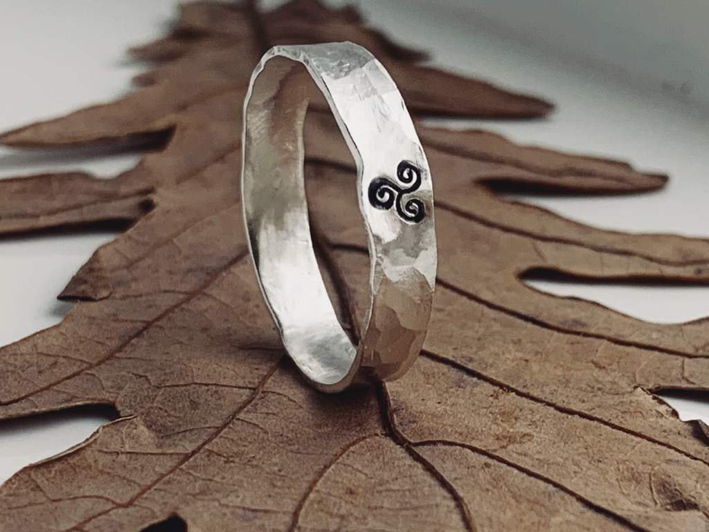Recycled Sterling Silver Handmade Triskele Ring, Handmade in Scotland