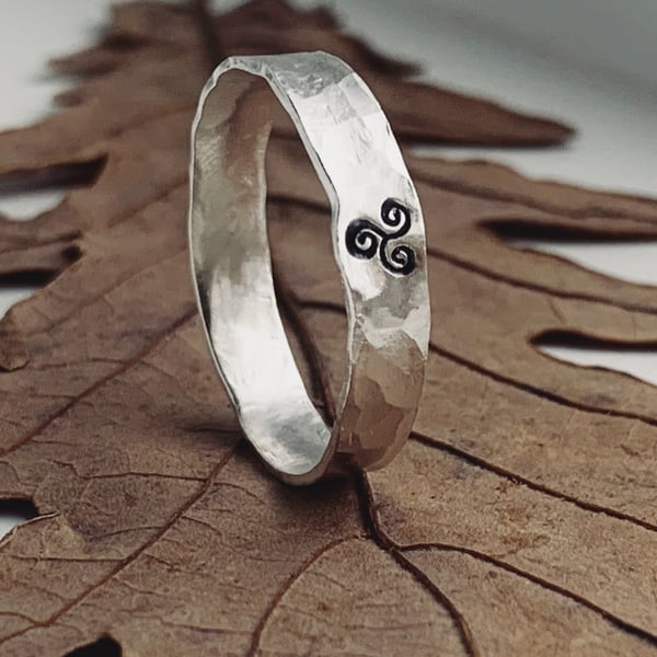 Recycled Sterling Silver Handmade Triskele Ring