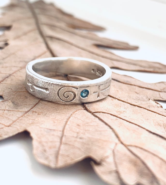 Recycled Sterling Silver Topaz Ring, Handmade in Scotland, Wedding Jewellery