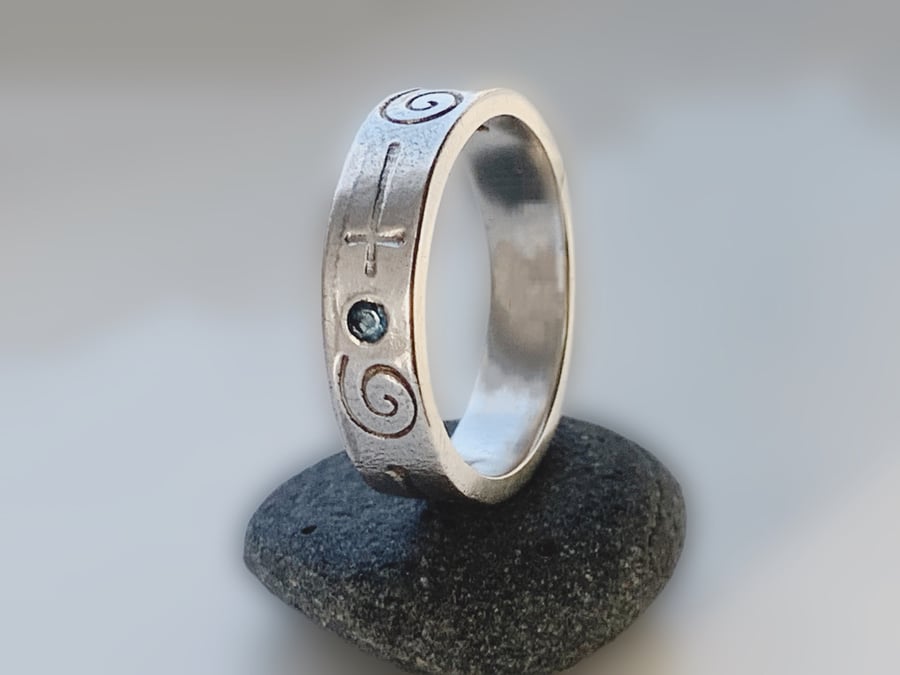 Recycled Sterling Silver Topaz Ring, Handmade in Scotland