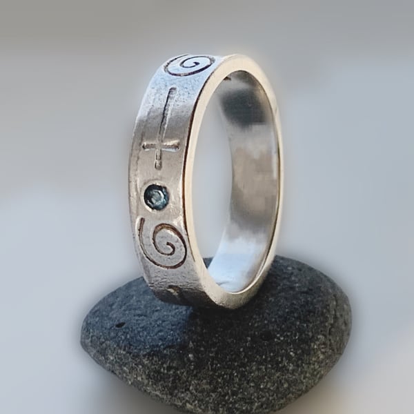 Recycled Sterling Silver Topaz Ring, Handmade in Scotland
