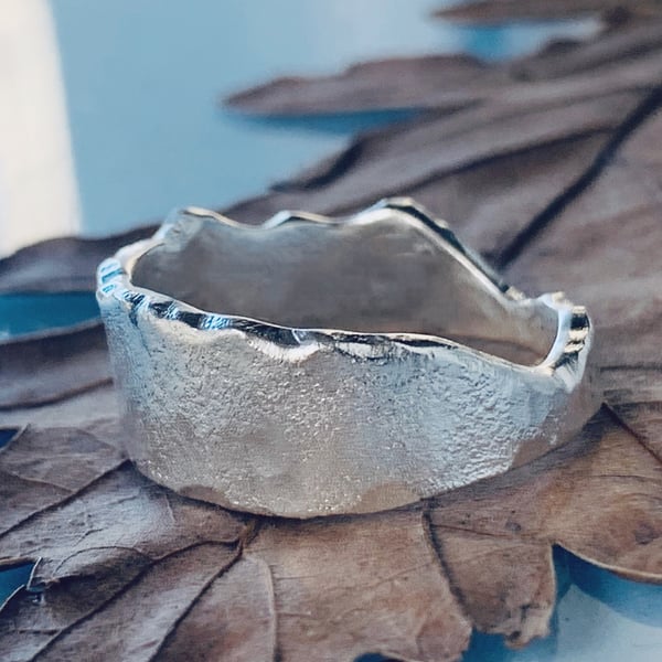 Recycled Sterling Silver Landscape Ring 