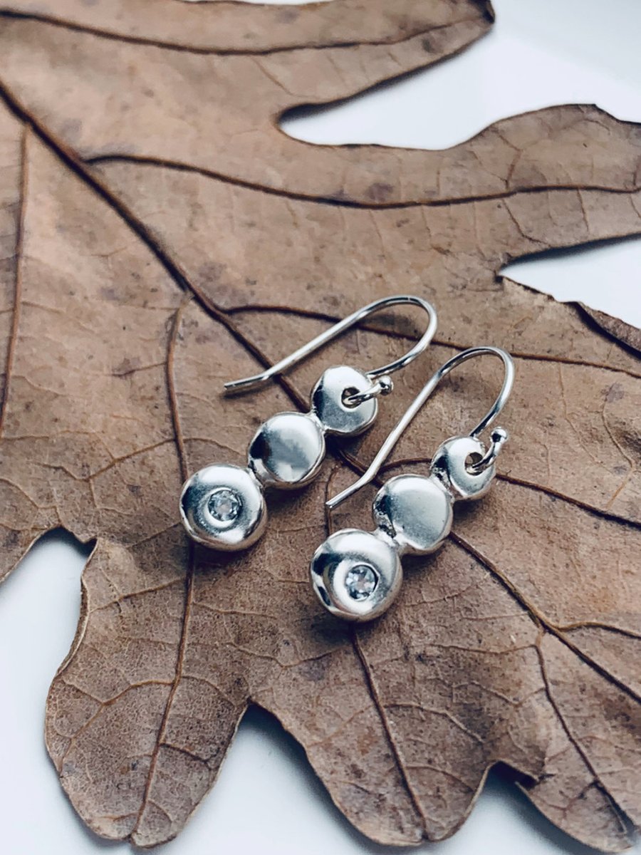 Recycled Handmade Sterling Silver drop Earrings