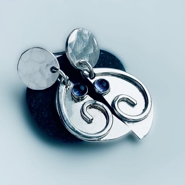 Recycled Handmade Sterling Silver drop Earrings, Handmade in Scotland