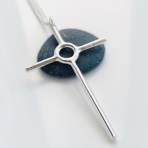 Recycled Sterling Silver pendant cross pendant 
