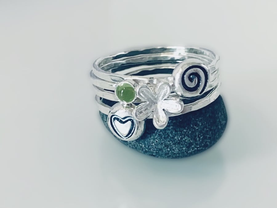 Recycled Handmade Sterling Silver Stacking Rings