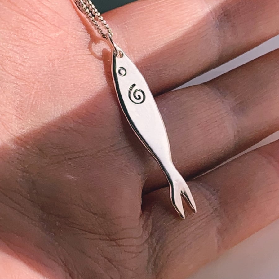 Recycled Sterling Silver Fish pendant