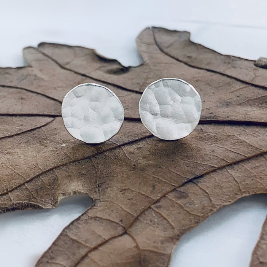 Recycled Handmade Sterling Silver Disc Earrings