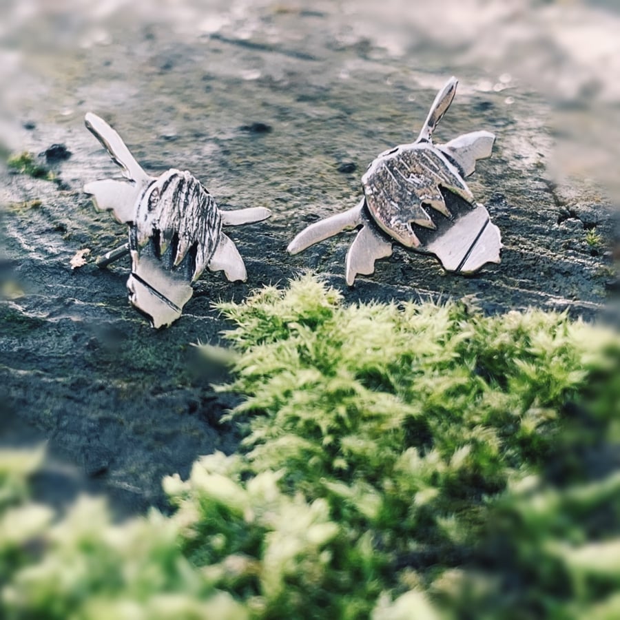 Recycled Handmade Sterling Silver Stud Earrings