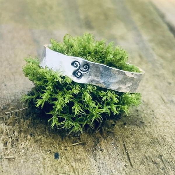 Recycled Sterling Silver Handmade Triskele Ring