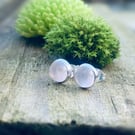 Sterling Silver Rose quartz Stud earrings, Silver 