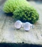 Sterling Silver Rose quartz Stud earrings, Silver 