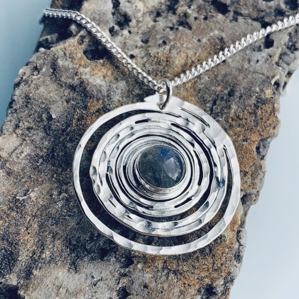 Recycled Sterling Silver Spiral Labradorite pendant