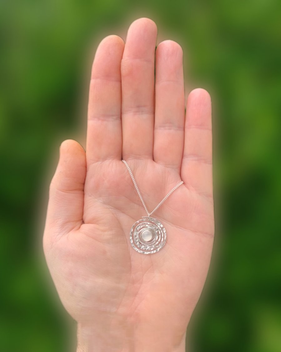 Recycled Sterling Silver Spiral Moonstone pendant: Wedding