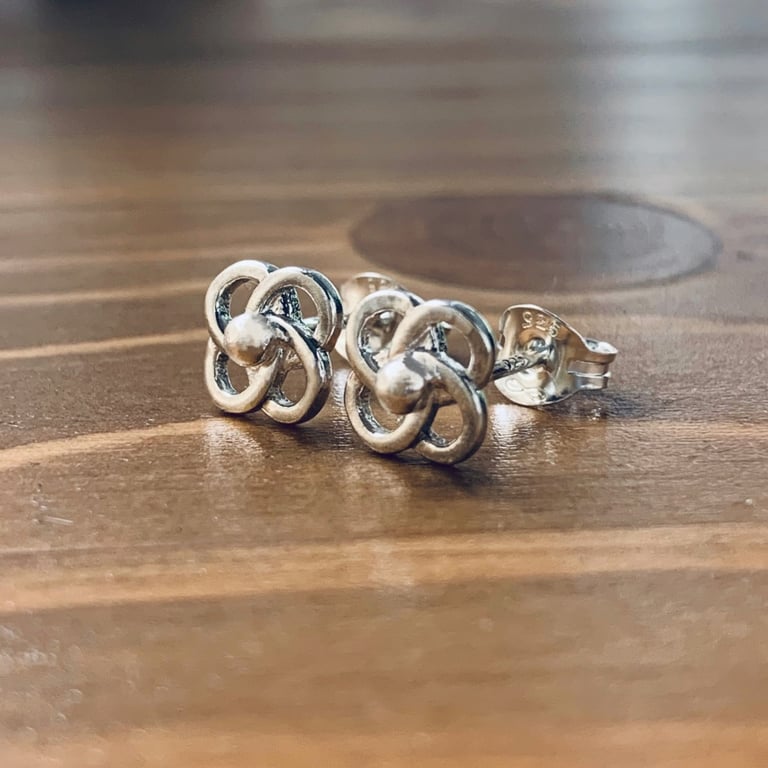   Recycled Handmade Sterling Silver Knotwork Stud earrings