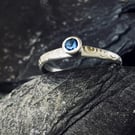 Recycled Sterling Silver Blue Topaz Spiral Ring.
