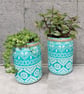 Boho Aztec Teal Handmade Recycled Eco-Friendly Indoor Kitchen Herb Gift Set - Image 3