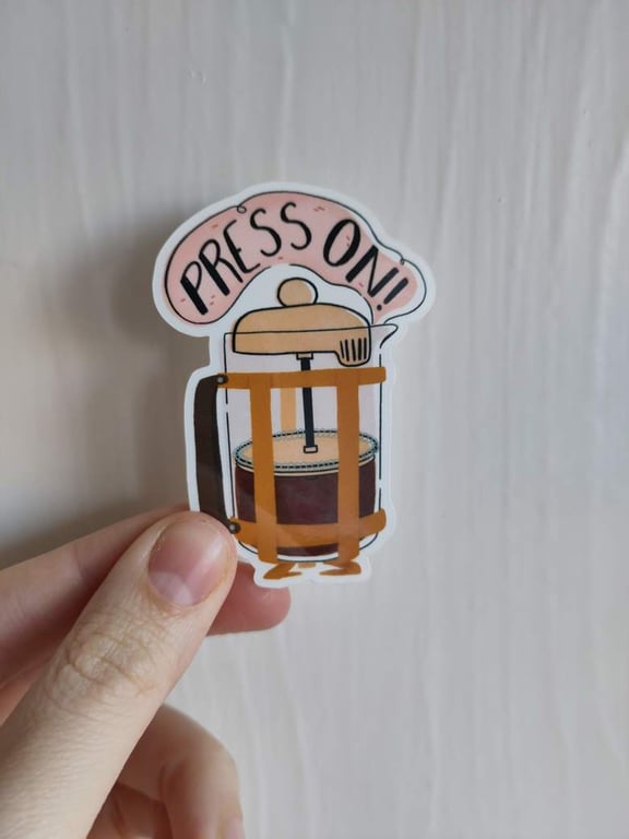 Press On Cafetiere Vinyl Waterproof Sticker