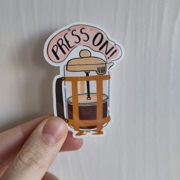 Press On Cafetiere Vinyl Waterproof Sticker