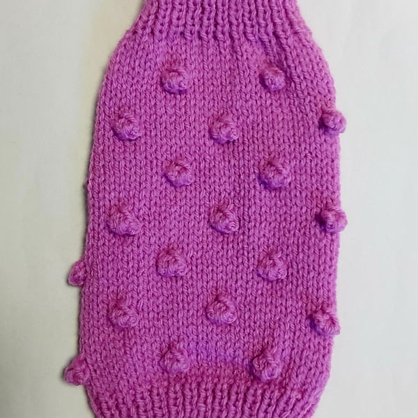 XSmall dog puppy sweater jumper coat 10”L 10”G hand knit (sleeveless)