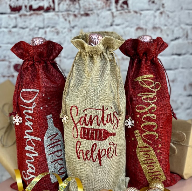Personalised Christmas wine bag bottle bag Folksy
