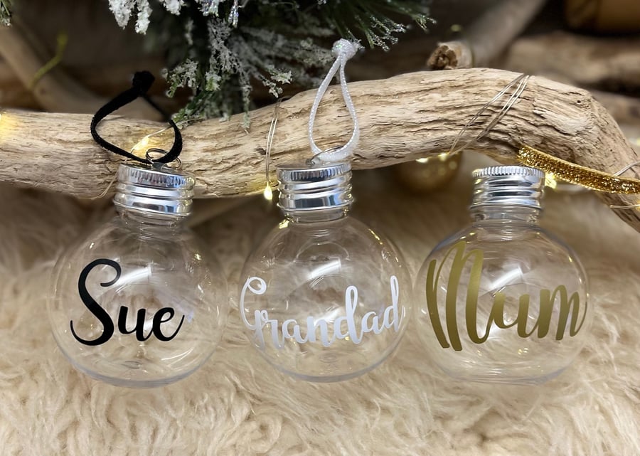 Drinking bauble, Personalised Christmas fillable bauble, 