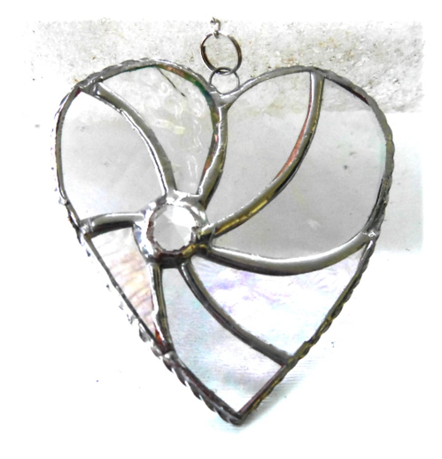 Silver Swirl Heart Stained Glass Suncatcher 101 25th Anniversary