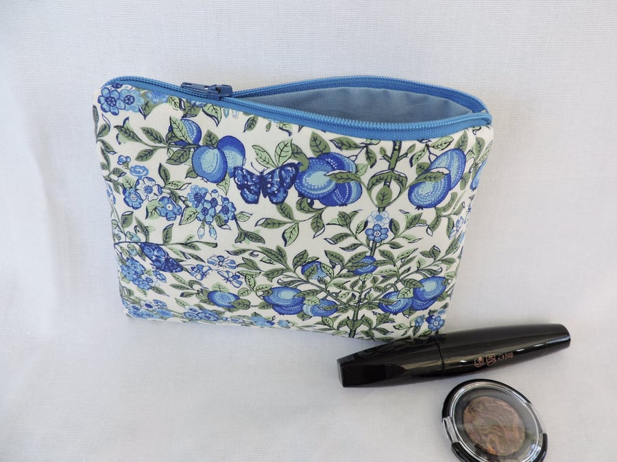 CLEARANCE SALE  Make Up Bag, Cosmetic Bag Bees Butterflies Flowers and Fruits