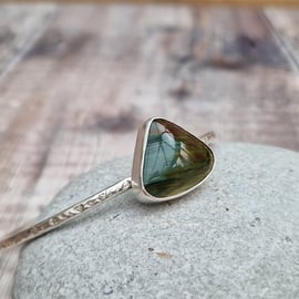 Sterling Silver Open Cuff Bangle with Jasper Gemstone