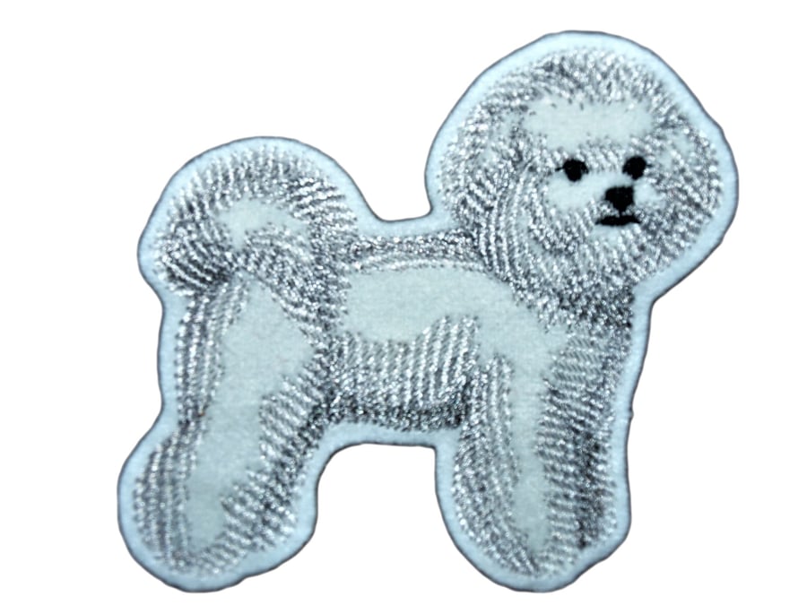Bichon Frise Embroidered iron on or sew on patch