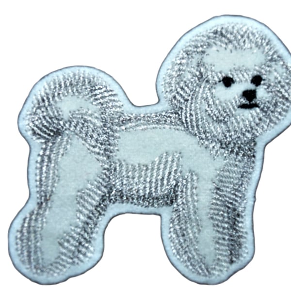 Bichon Frise Embroidered iron on or sew on patch