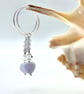 Blue Lace Agate Heart Earrings With Swarovski Crystal, Birthday Gifts For Her - Image 5