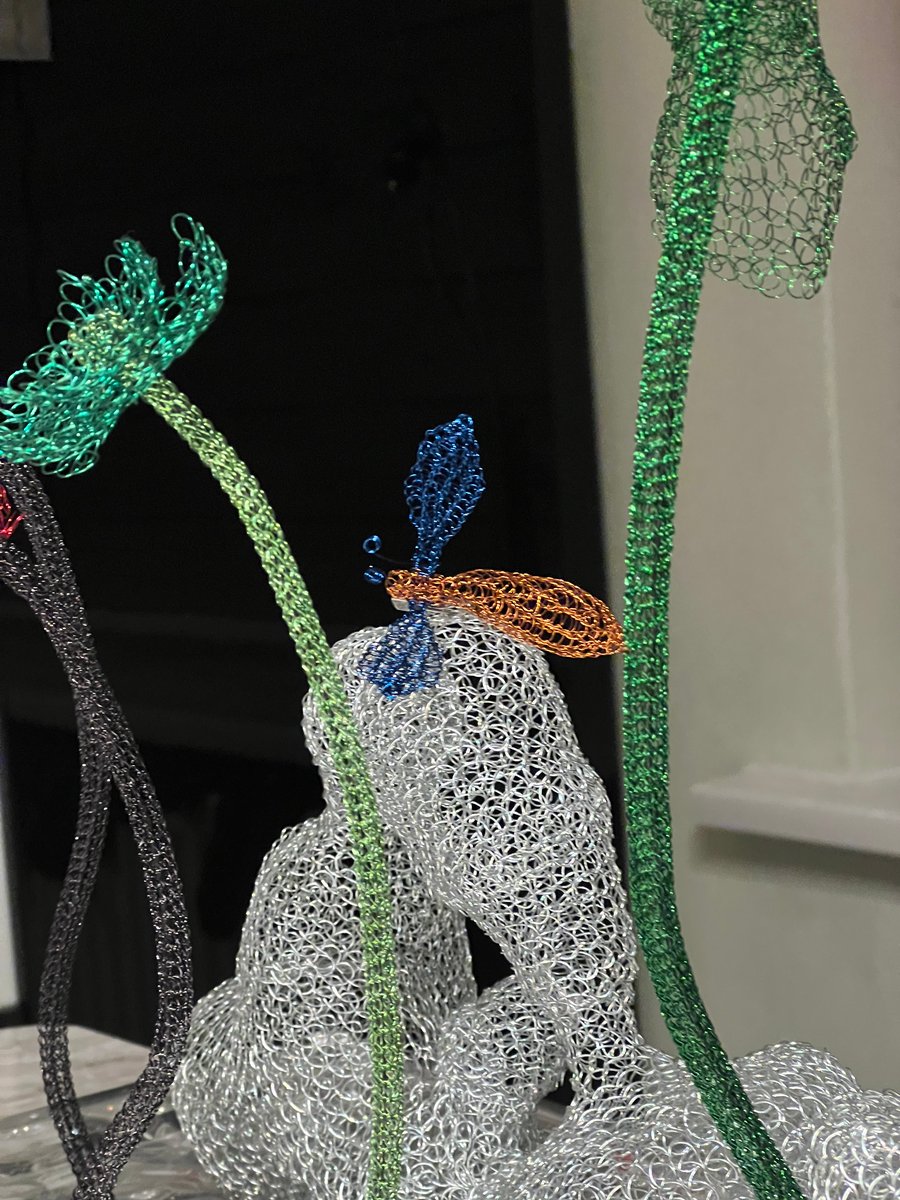 Copper wire sculpture bees insects brooch pendent necklace