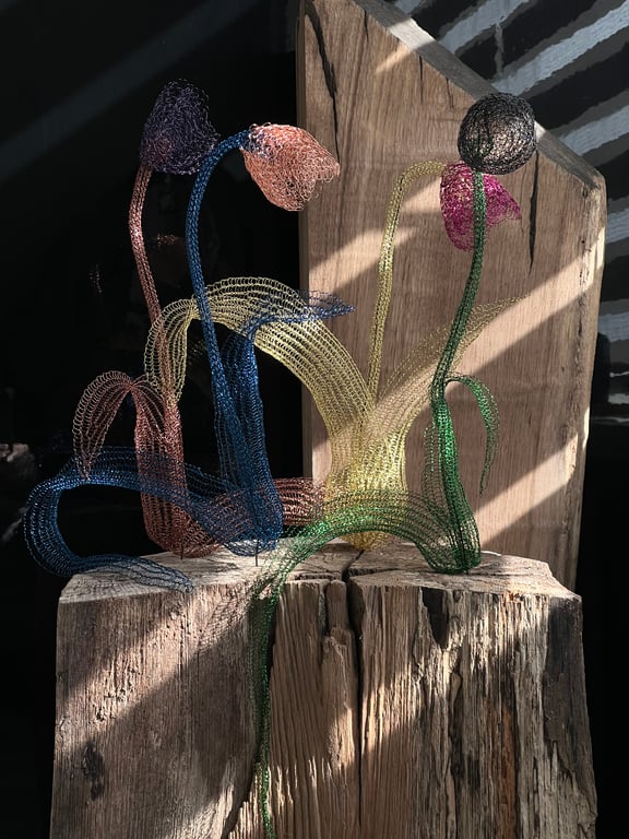 Colorful Copper wire crochet craft tulips flowers