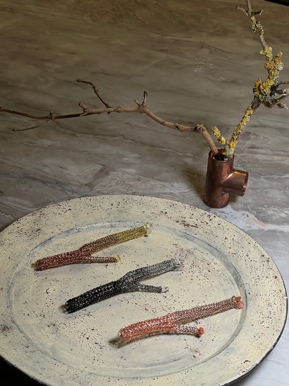 Unique Pearls natural gemstone Brooch crystal garnet branch shaped   