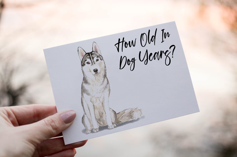 Siberian Husky Dog Birthday Card, Dog Birthday Card, Personalized Dog Breed