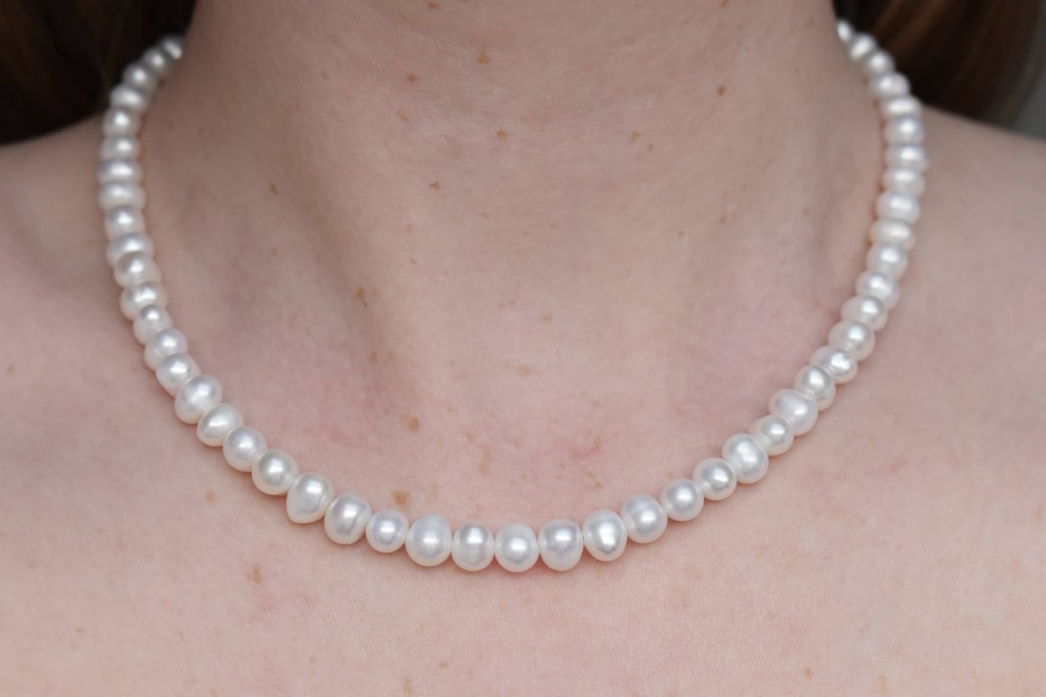 Freshwater Pearl Necklace - 18" Sterling Silver Pearl Necklace with Extender