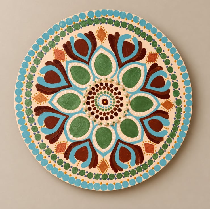 Hand Painted Wooden Mandala Art - Earth & S... - Folksy