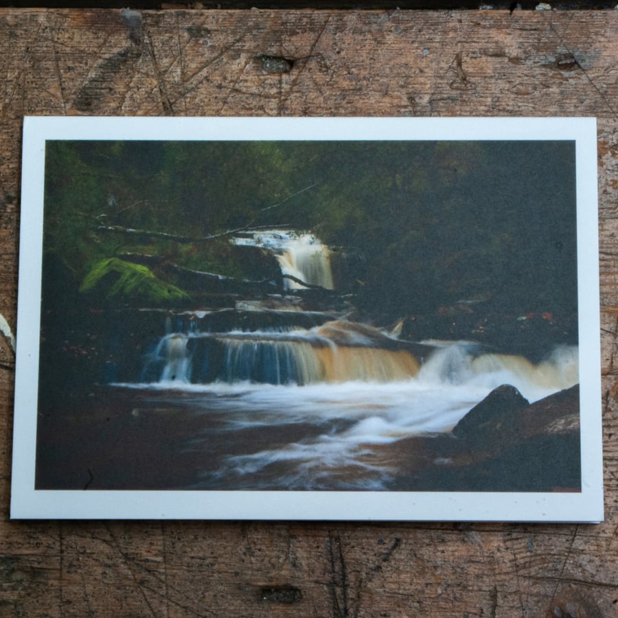 Waterfall at Blaen-y-glyn, Bannau Brycheiniog, A6 Greetings Card Landscape Photo