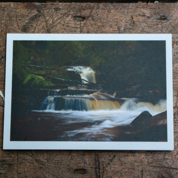 Waterfall at Blaen-y-glyn, Bannau Brycheiniog, A6 Greetings Card Landscape Photo