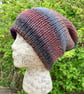 Reversible Hat. Beanie. Slouchy. Knitted Hat. Woolly Hat. Purple Hat. Brown Hat. - Image 3