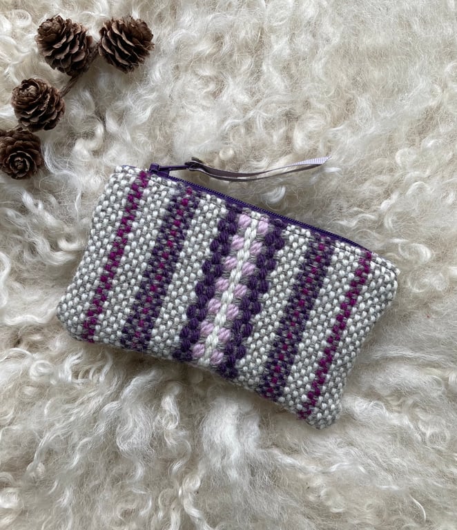 Woolly Wallet - Purple. Handwoven in Wales