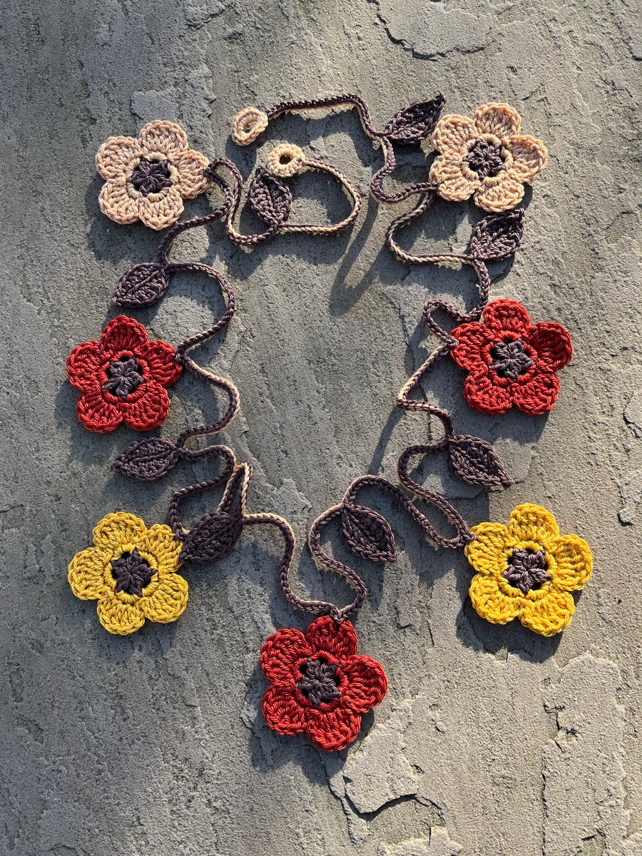 Autumn Crochet Flower Garland Bunting