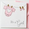 Greeting Card - It's a Girl Handmade Greeting card - New Baby Girl Card
