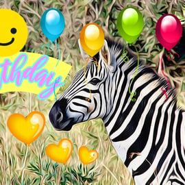 Happy Birthday Zebra Card A5