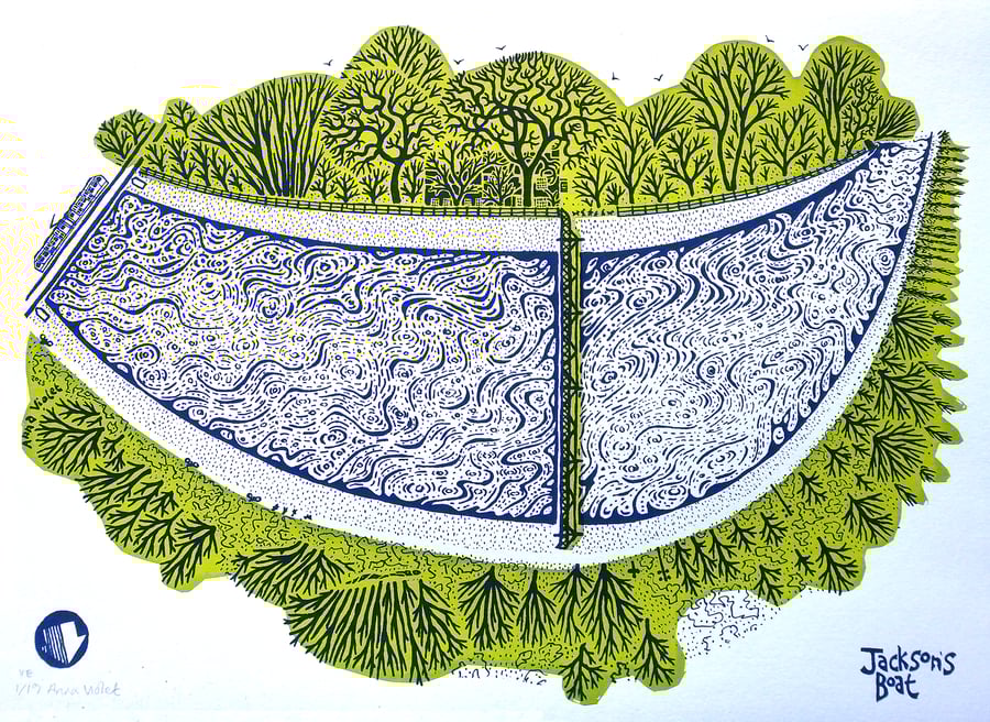 Jackson's Boat bridge River Mersey, hand-pulled screenprint