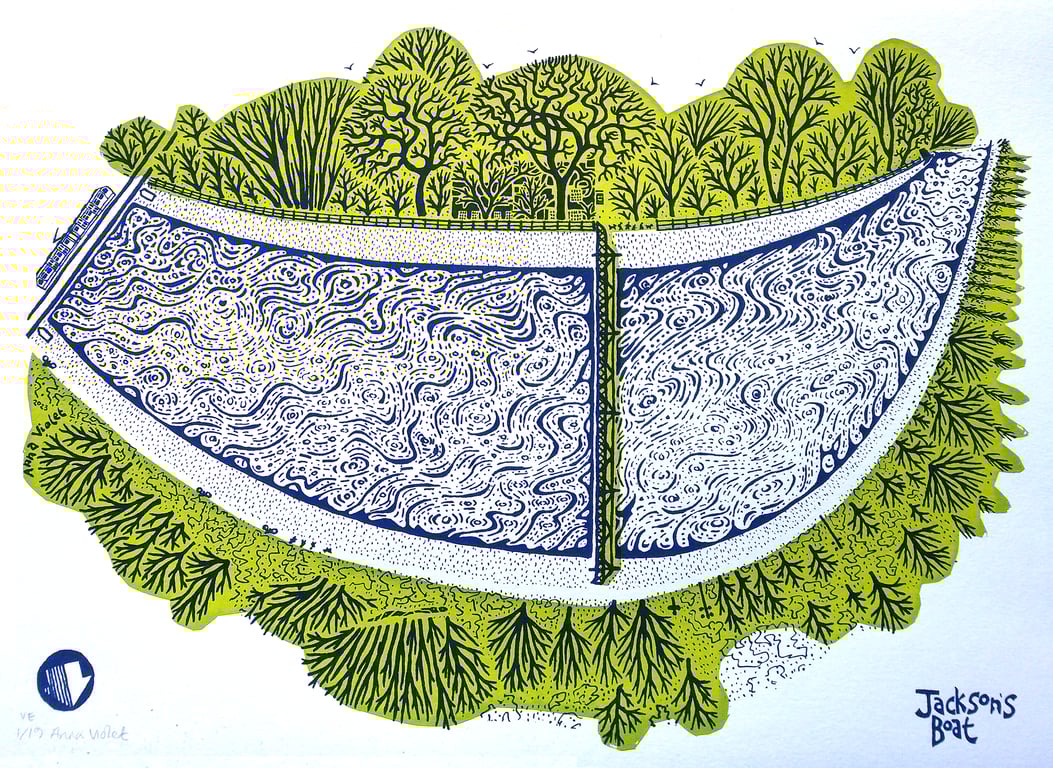 Jackson's Boat bridge River Mersey, hand-pulled screenprint